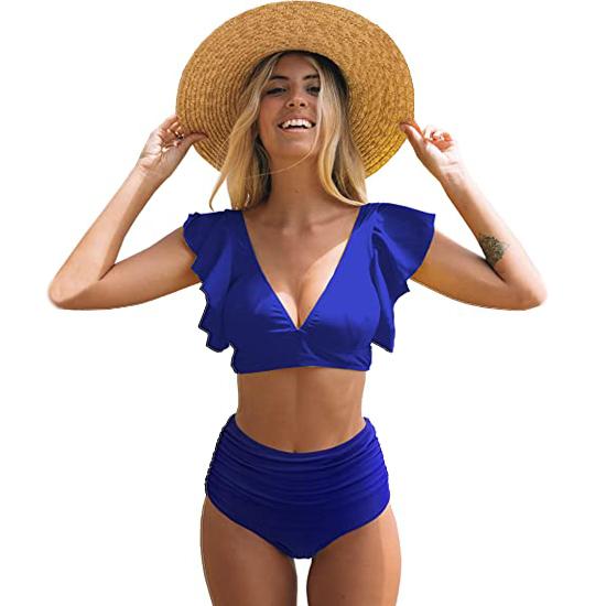 Sporlike Women Ruffle High Waist Swimsuit