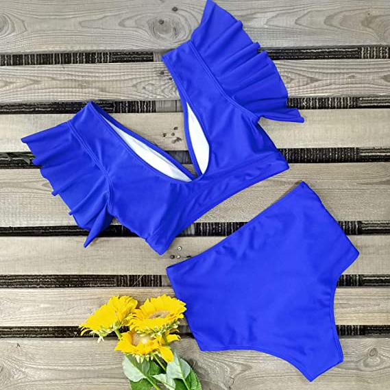 Sporlike Women Ruffle High Waist Swimsuit