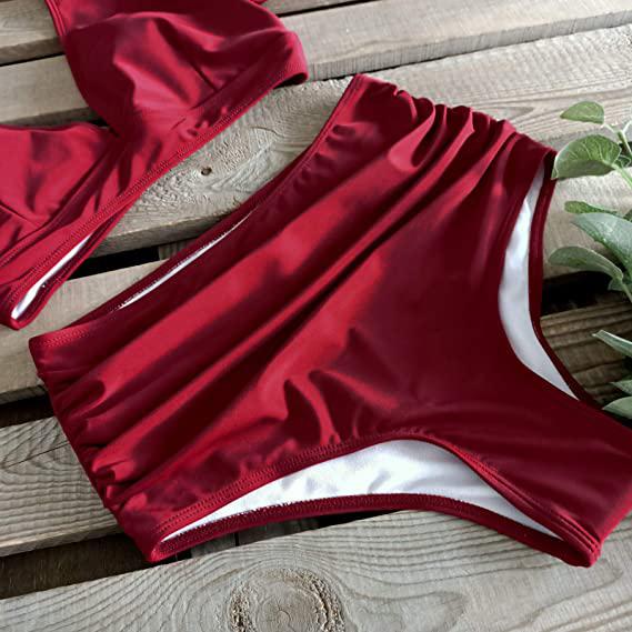 Sporlike Women Ruffle High Waist Swimsuit