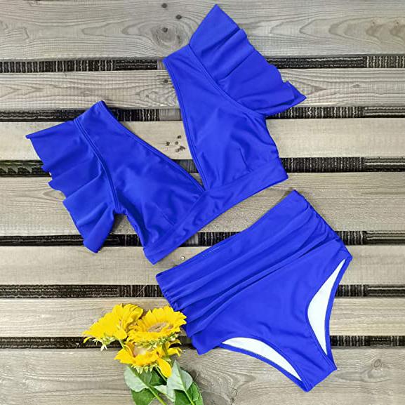 Sporlike Women Ruffle High Waist Swimsuit